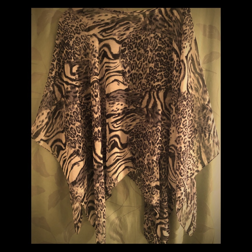 Black and Tan Animal Print Shawl